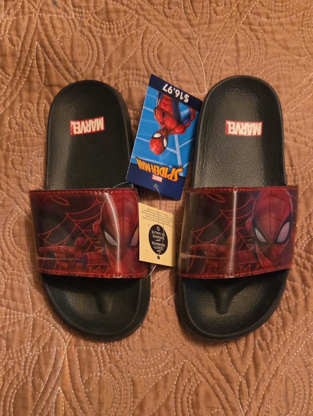 Marvel Spider-Man Red and Black Kids Slide Sandals